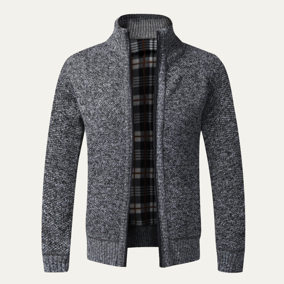 Men’s Textured Full Zip Knit Cardigan Jacket