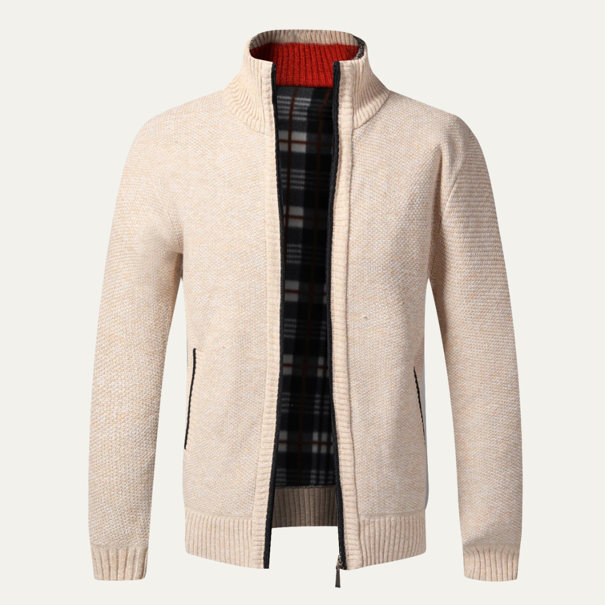 Men’s Textured Full Zip Knit Cardigan Jacket