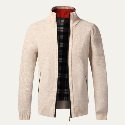 Men’s Textured Full Zip Knit Cardigan Jacket