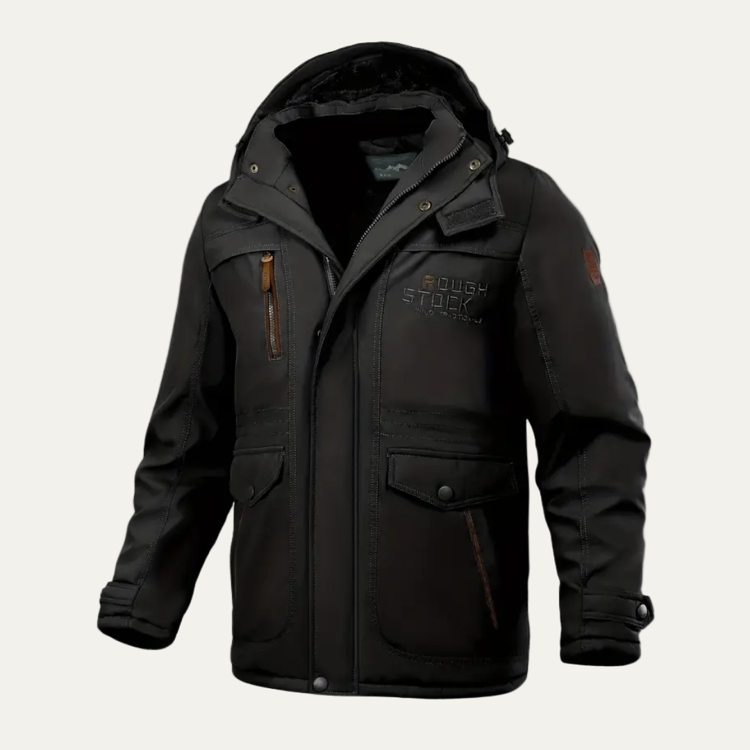 Men’s Insulated Outdoor Parka with Hood and Utility Pockets