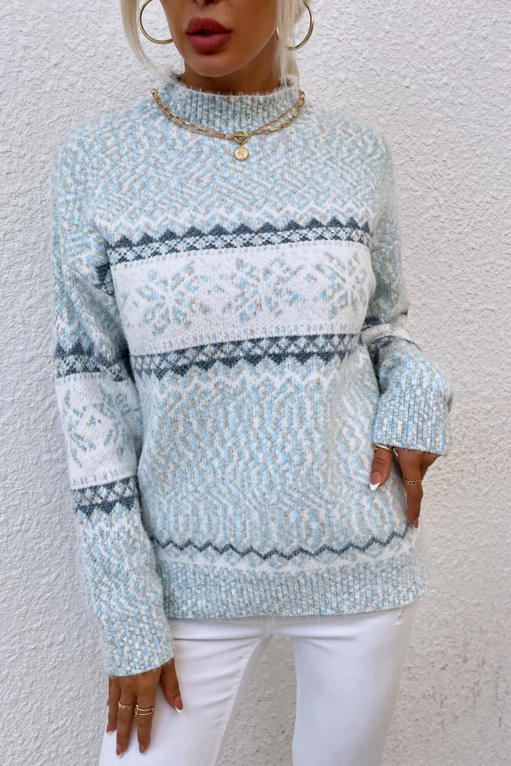 Warm Winter Snowflake Crew Neck Sweater