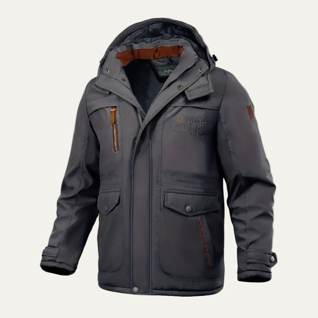 Men’s Insulated Outdoor Parka with Hood and Utility Pockets