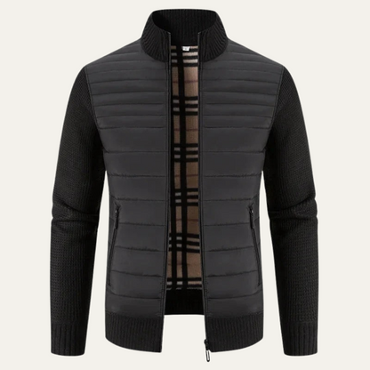 The Bordeaux Men’s Winter Bomber Jacket with Knit Sleeves
