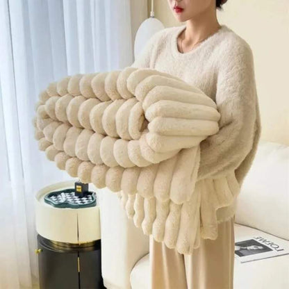 CloudStripe Faux Fur Weighted Blanket