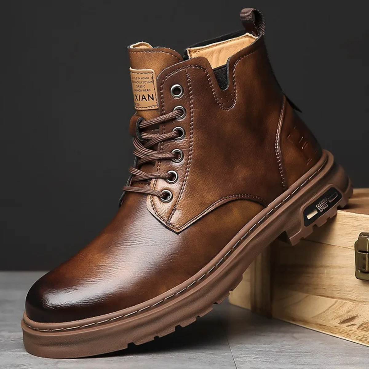 The Milazzo Men’s High Top Lace Up Leather Boots