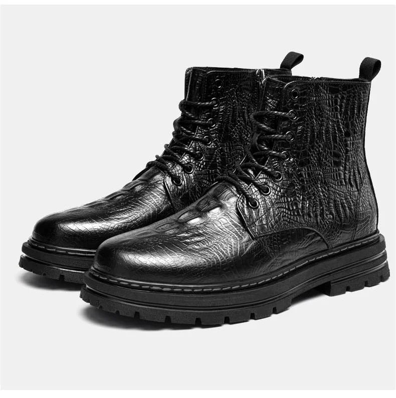 Luxury Croco Embossed Winter Boots - BritishElegance