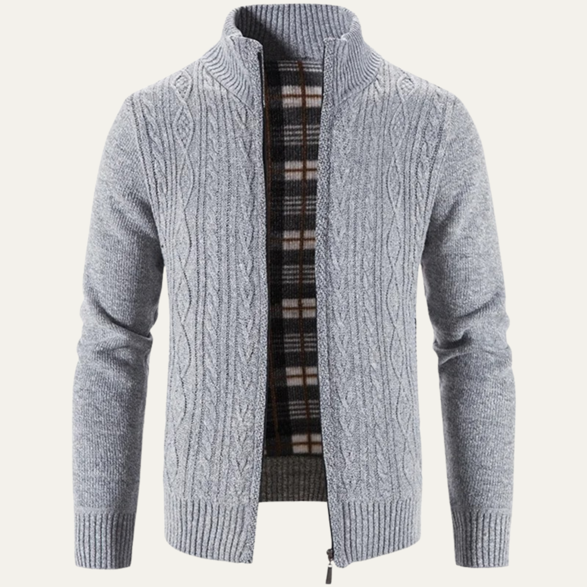 Men’s Mottled Cable Knit Full Zip Cardigan