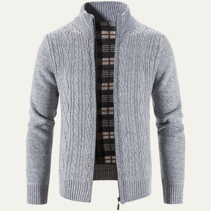 Men’s Mottled Cable Knit Full Zip Cardigan