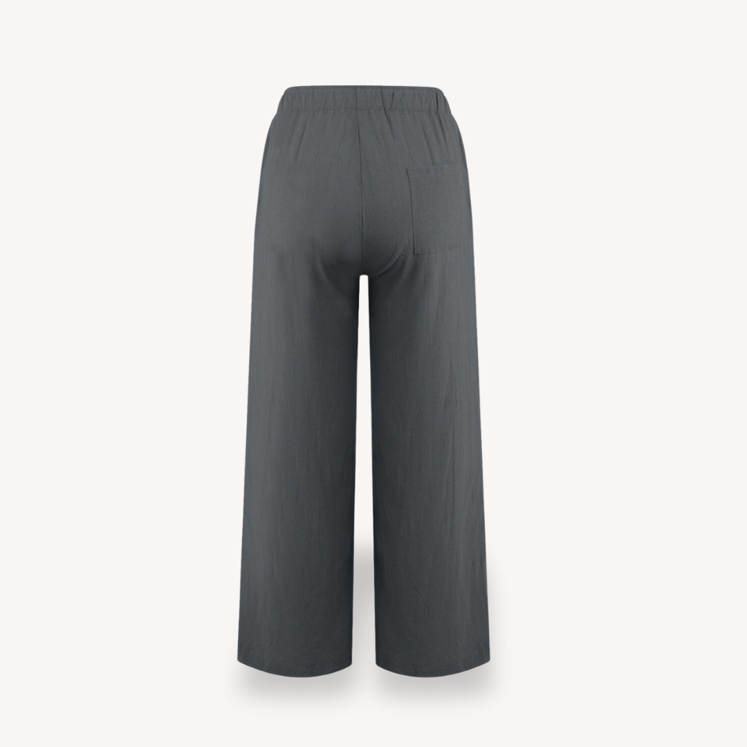 Women's Linen Wide-Leg Pants - Drawstring, Casual