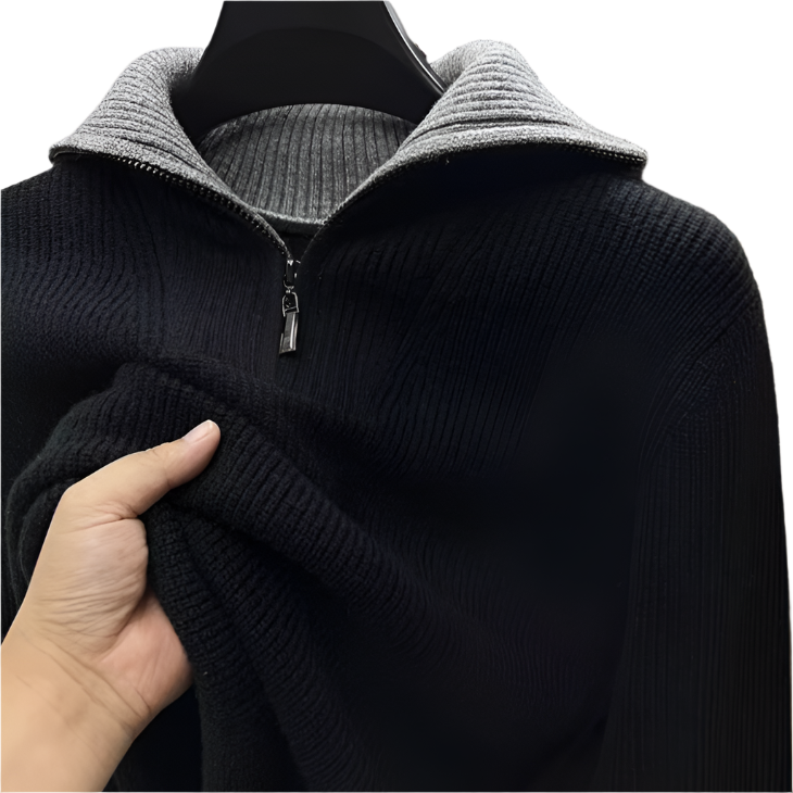 Men’s Ribbed Quarter Zip Knit Sweater