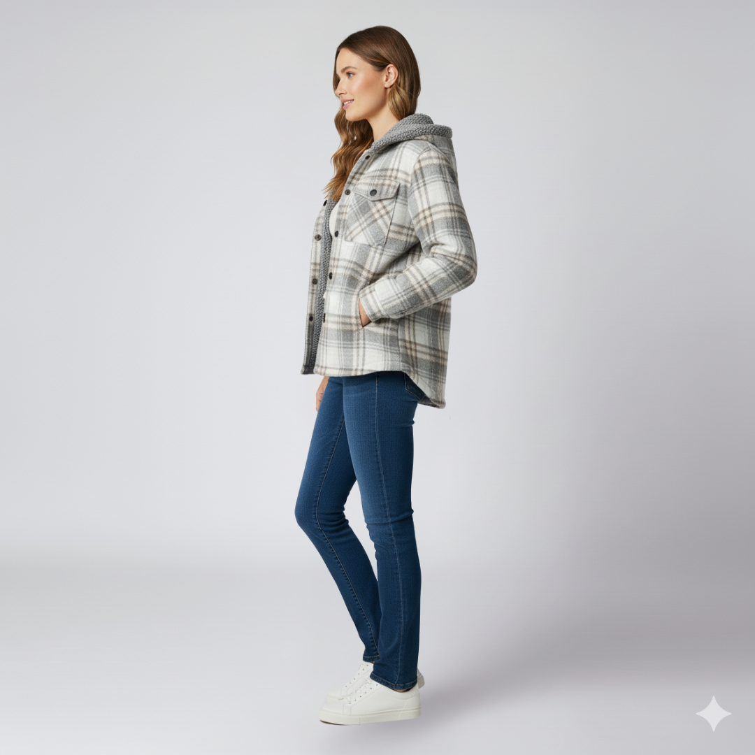 Elizabeth | Autumn Jacket - Hooded Plaid Outerwear for Women