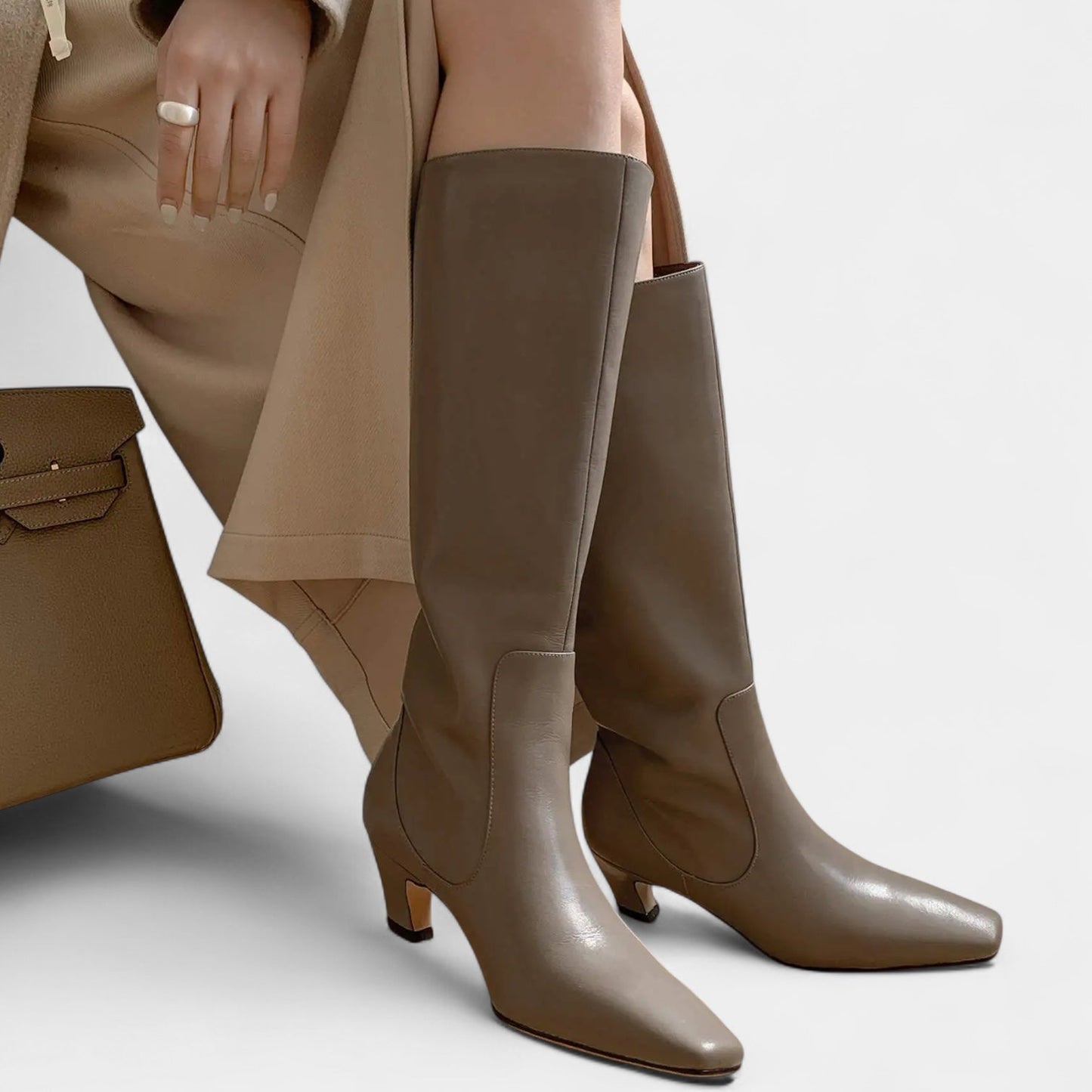 Ladies Tall Pointed Toe Mid Heel Boots