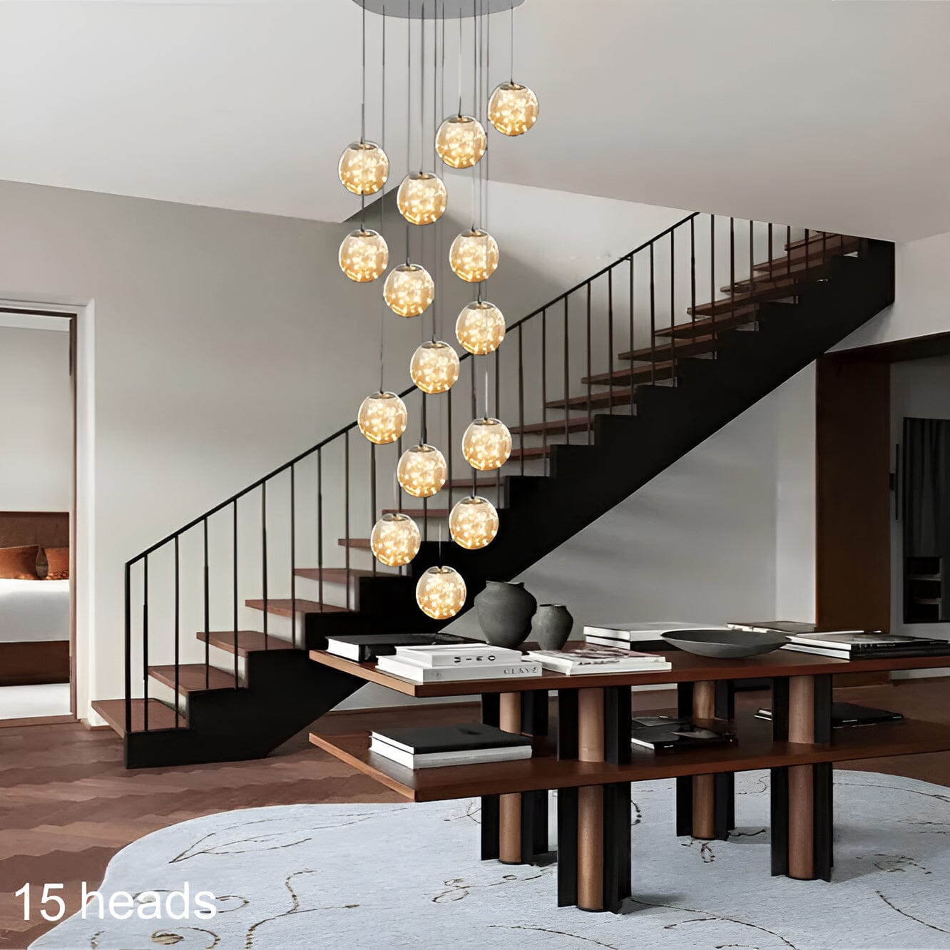 Elegant Glass Ball Staircase Lighting Fixture