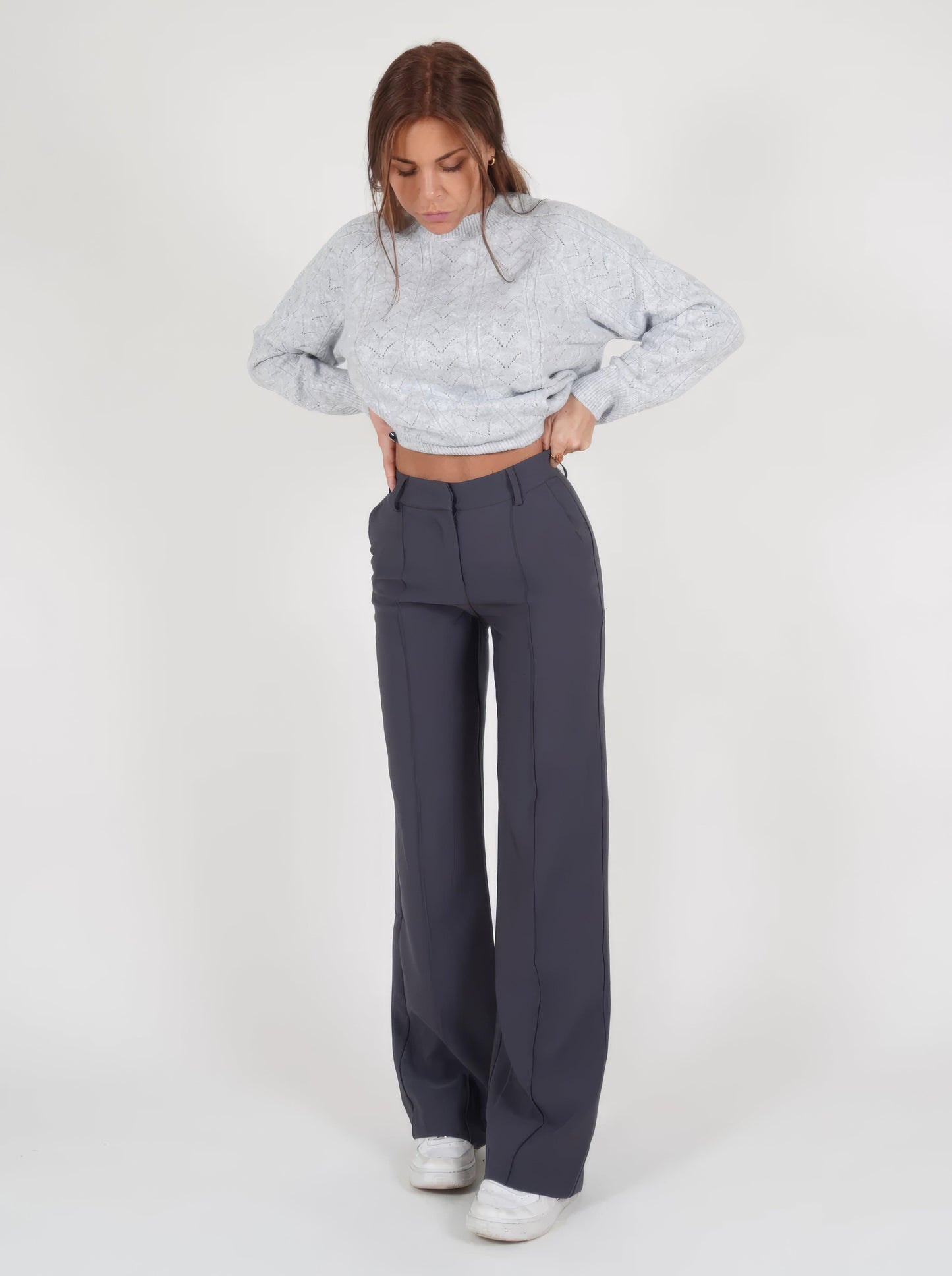 Stylish High Waisted Loose Fit Trousers