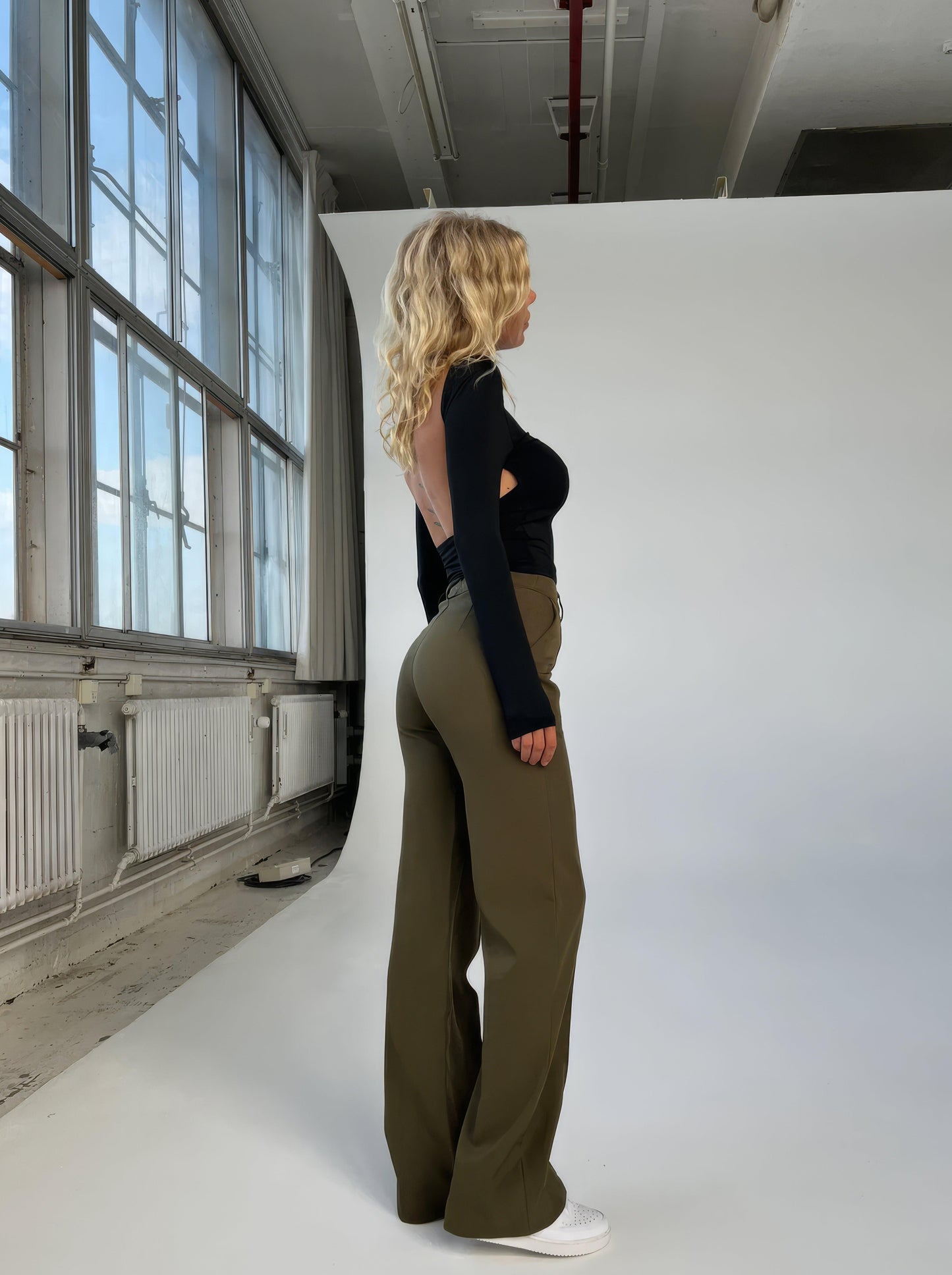 Stylish High Waisted Loose Fit Trousers