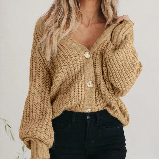 Amelia Relaxed Fit Cardigan | Button Front Chunky Knit Cardigan