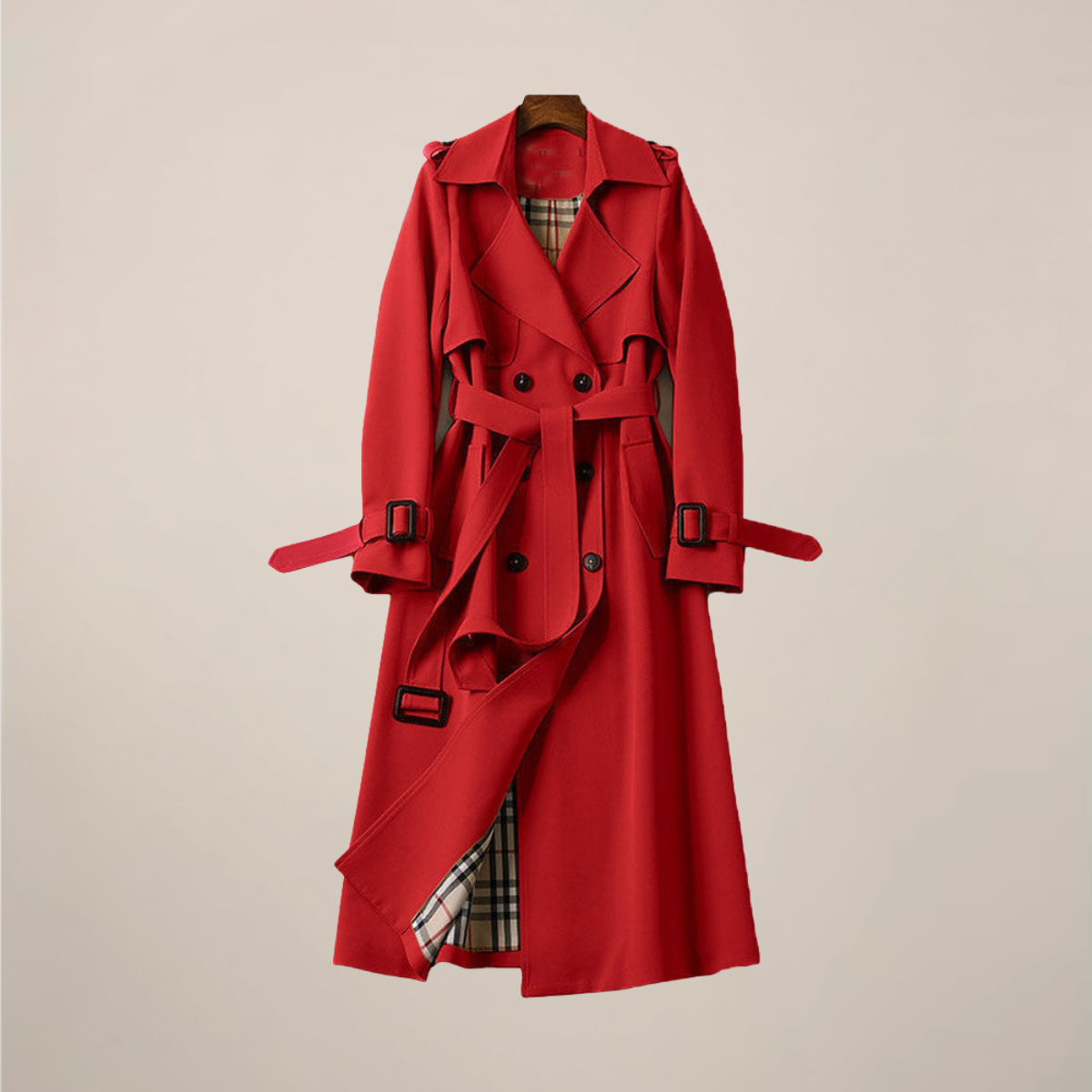Women’s Classic Belted Trench Coat – Timeless Double-Breasted Design