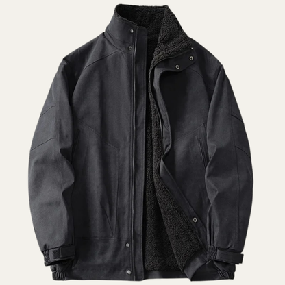The Blenheim Men’s Warm Fleece Lined Vintage Black Suede Jacket