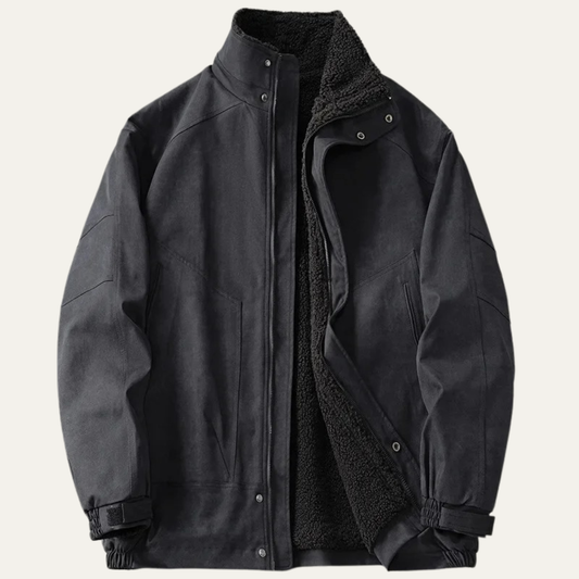 The Blenheim Men’s Warm Fleece Lined Vintage Black Suede Jacket