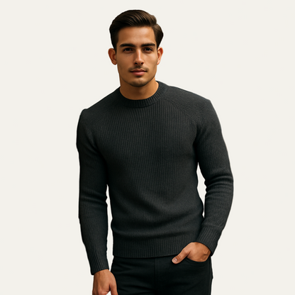 Men’s Raglan Sleeve Wide Ribbed Knit Sweater