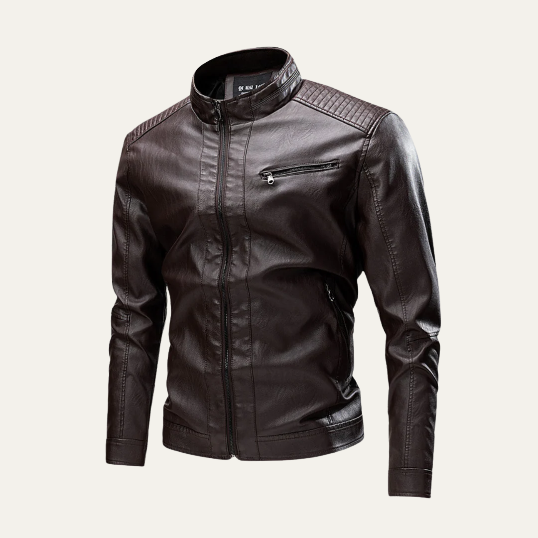 Men’s Sleek Faux Leather Motorcycle Jacket