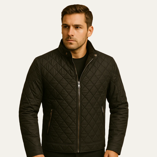 Men’s Classic Diamond Quilted Bomber Jacket