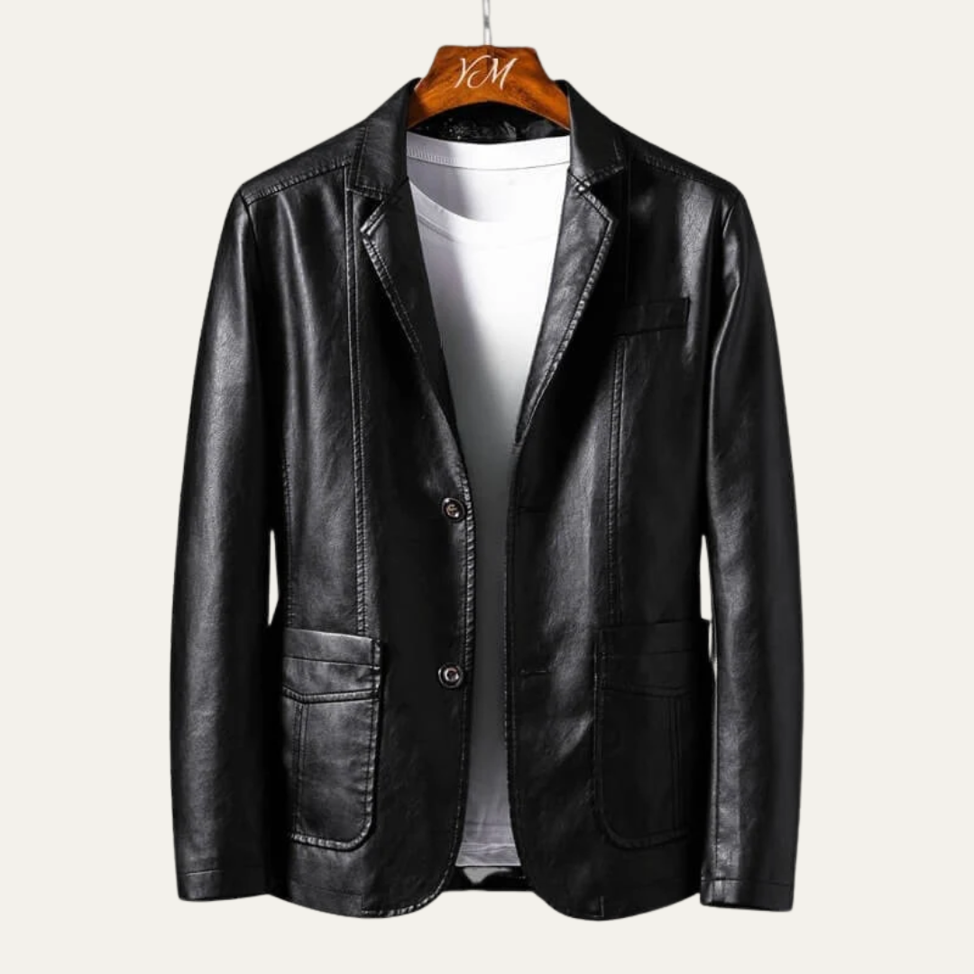 Men’s Sleek Leather-Look Blazer