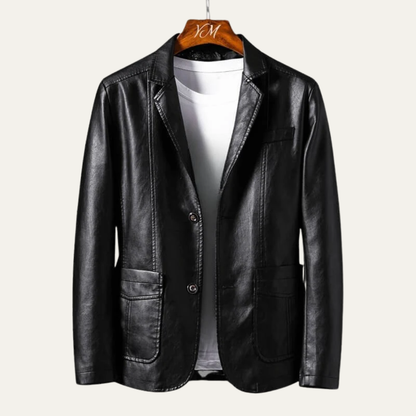 Men’s Sleek Leather-Look Blazer
