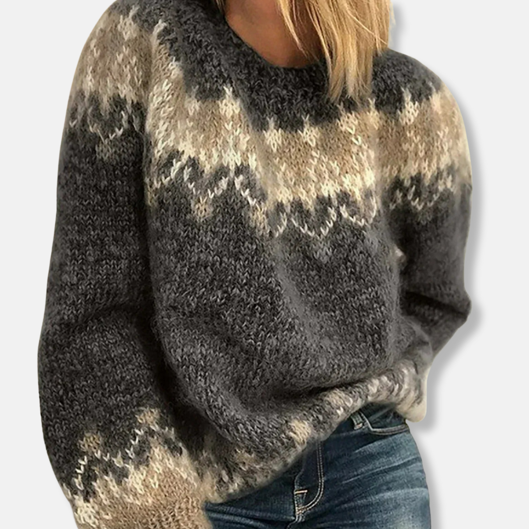 Isla Oversized Sweatshirt | Fair Isle Pattern Geometric Sweatshirt