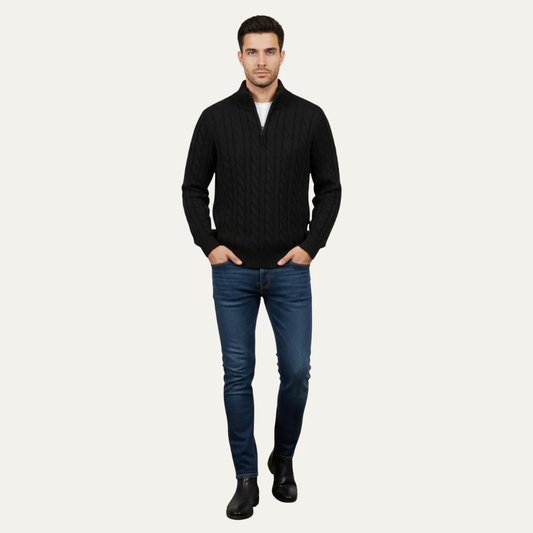 Men’s Cable Knit Fit Quarter Zip Sweater
