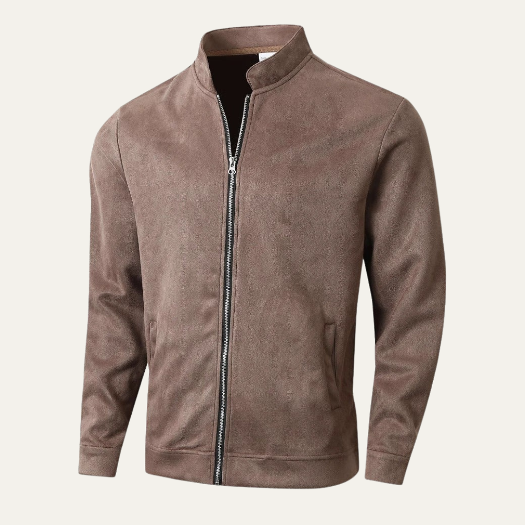 Men’s Minimalist Stand Collar Track Bomber Jacket