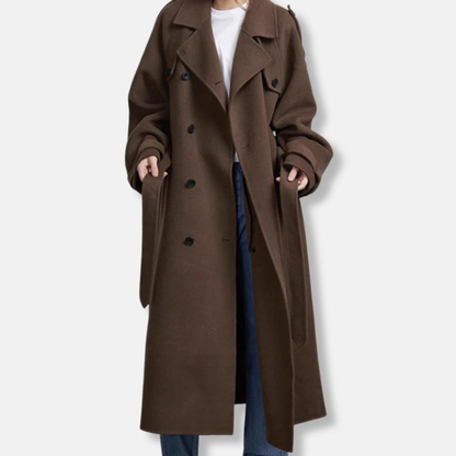 Women’s Trench Coat – Wool Blend – Oversized Fit – Double Breasted – Belted Style