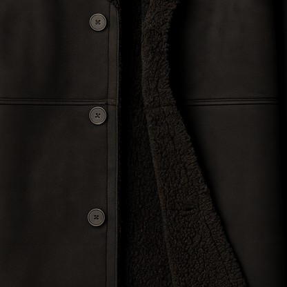 Men’s Long Line Suede Coat with Shearling Lining
