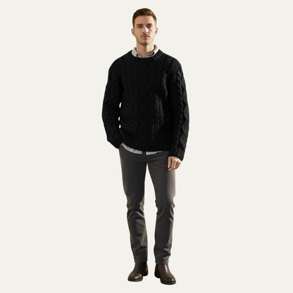 Men’s Chunky Cable Knit Crewneck Sweater
