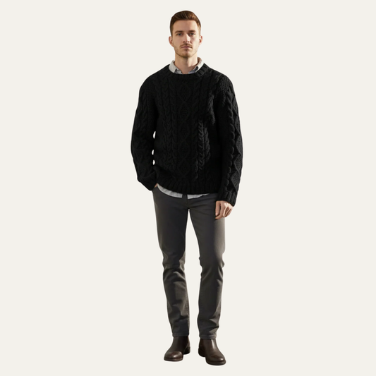 Men’s Chunky Cable Knit Crewneck Sweater