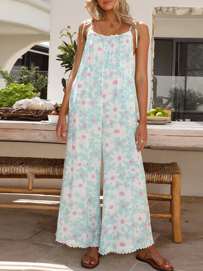 Summer Floral Wide Leg Jumpsuit for Women