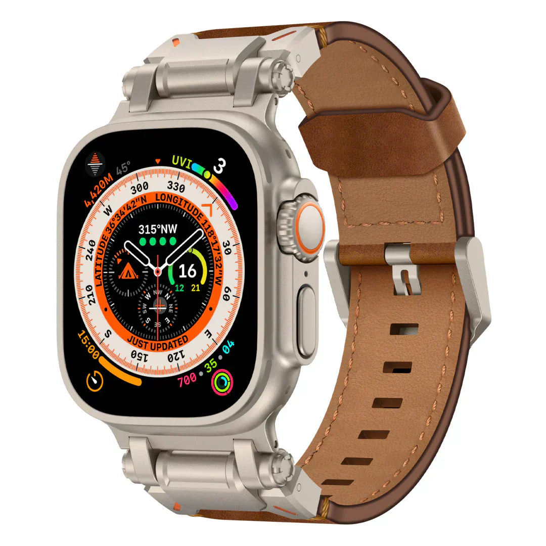 Premium Leather Band for Apple Watch with Metal Clasp - BritishElegance