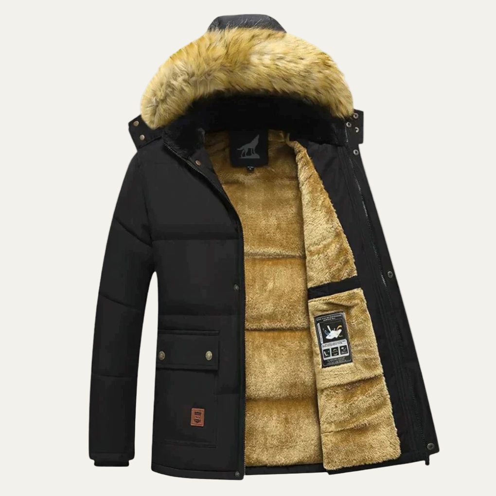 Men’s Windproof Fleece Lined Hooded Winter Parka