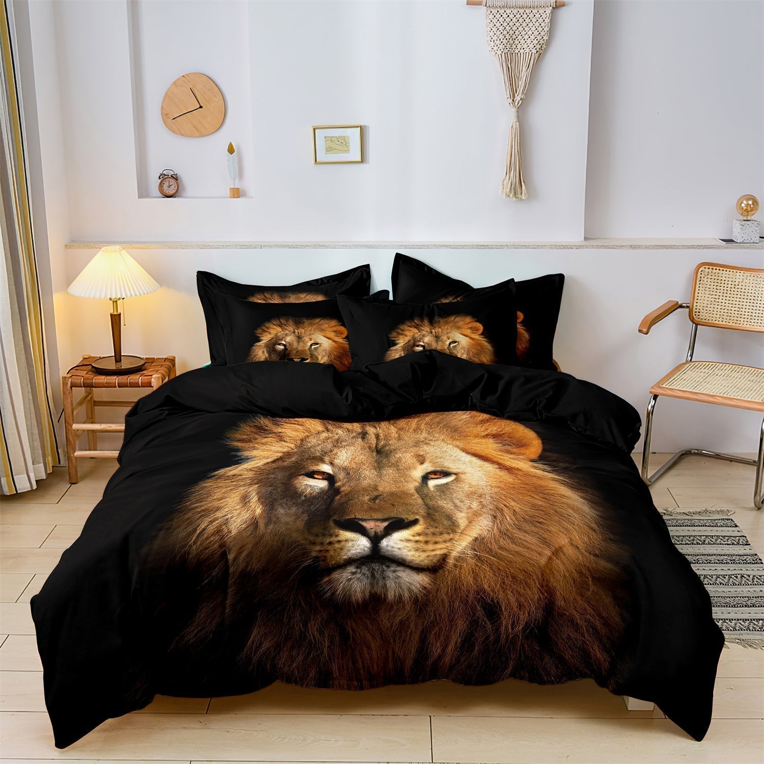 Wild Lion Pattern Bedding Set - BritishElegance