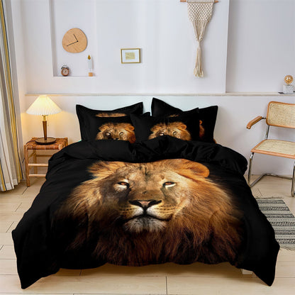 Wild Lion Pattern Bedding Set - BritishElegance