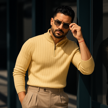 The Ashford Ribbed Half Zip Jumper for Men