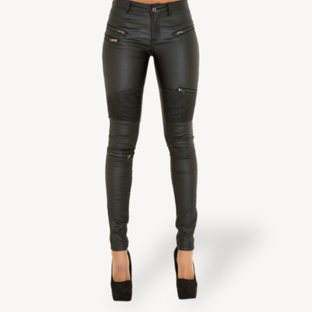 Loravelle Women's Faux Leather Moto Pants