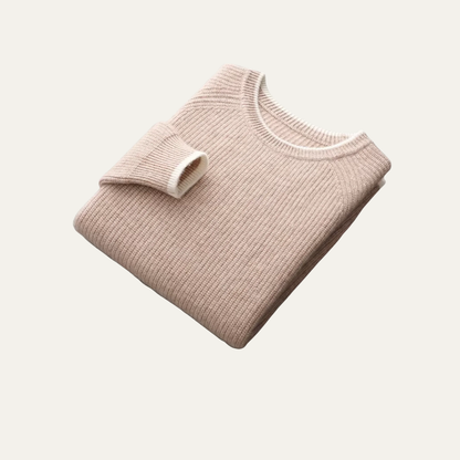 Men’s Ribbed Crewneck Sweater with Contrast Trim