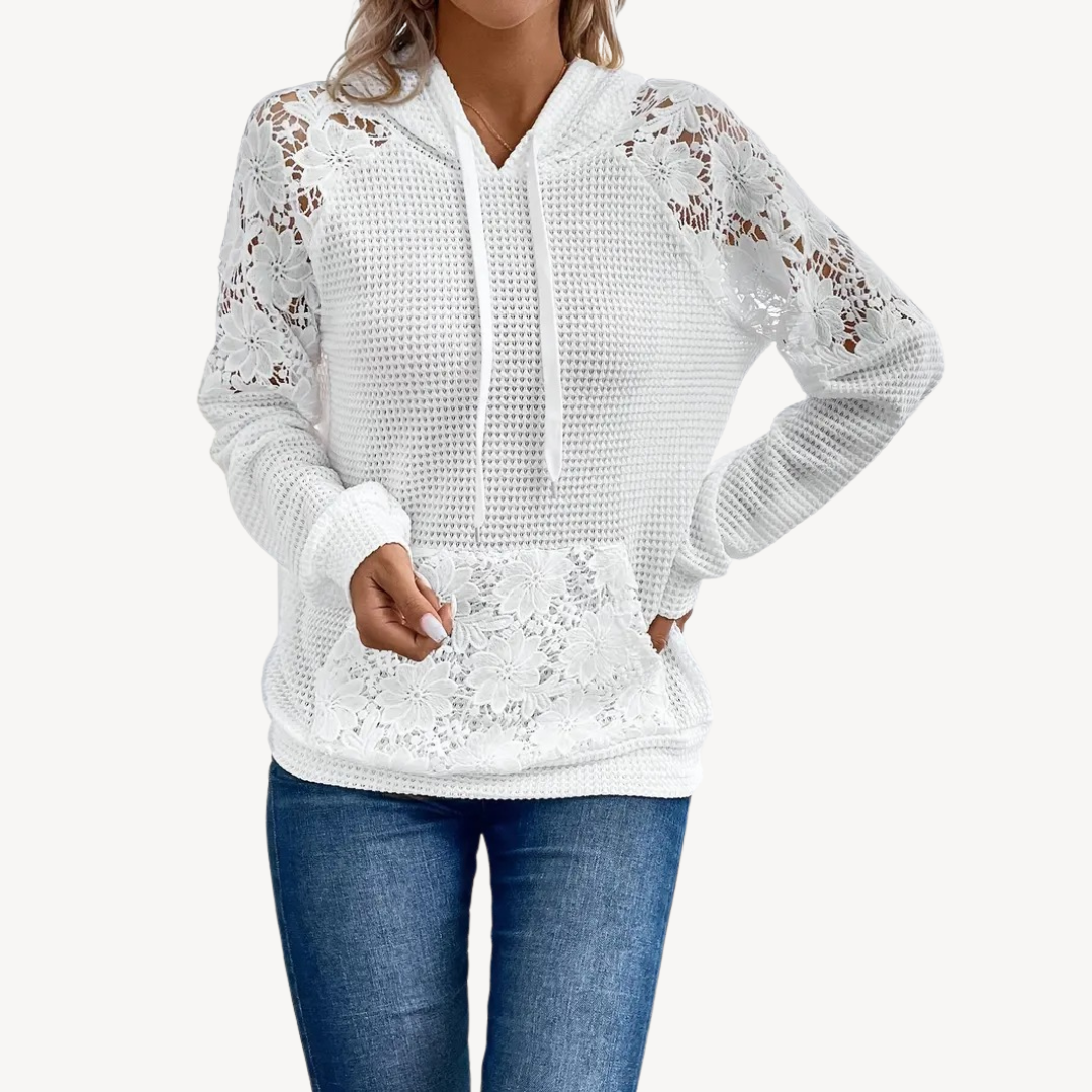 White Lace Hoodie for Women