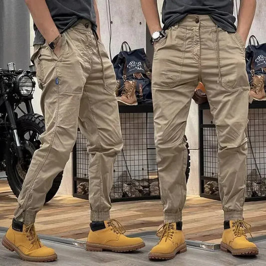 Slim Fit Cargo Pants with Multiple Pockets - BritishElegance
