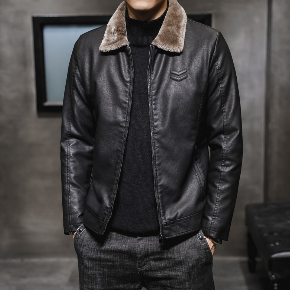 Stylish Faux Leather Aviator Jacket for Men - BritishElegance
