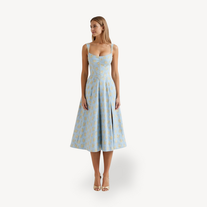 Women's Floral Print Midi Dress Cotton