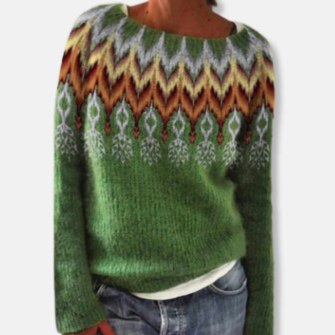 Isla Relaxed Fit Sweater | Ombre Tree Print Casual Sweater
