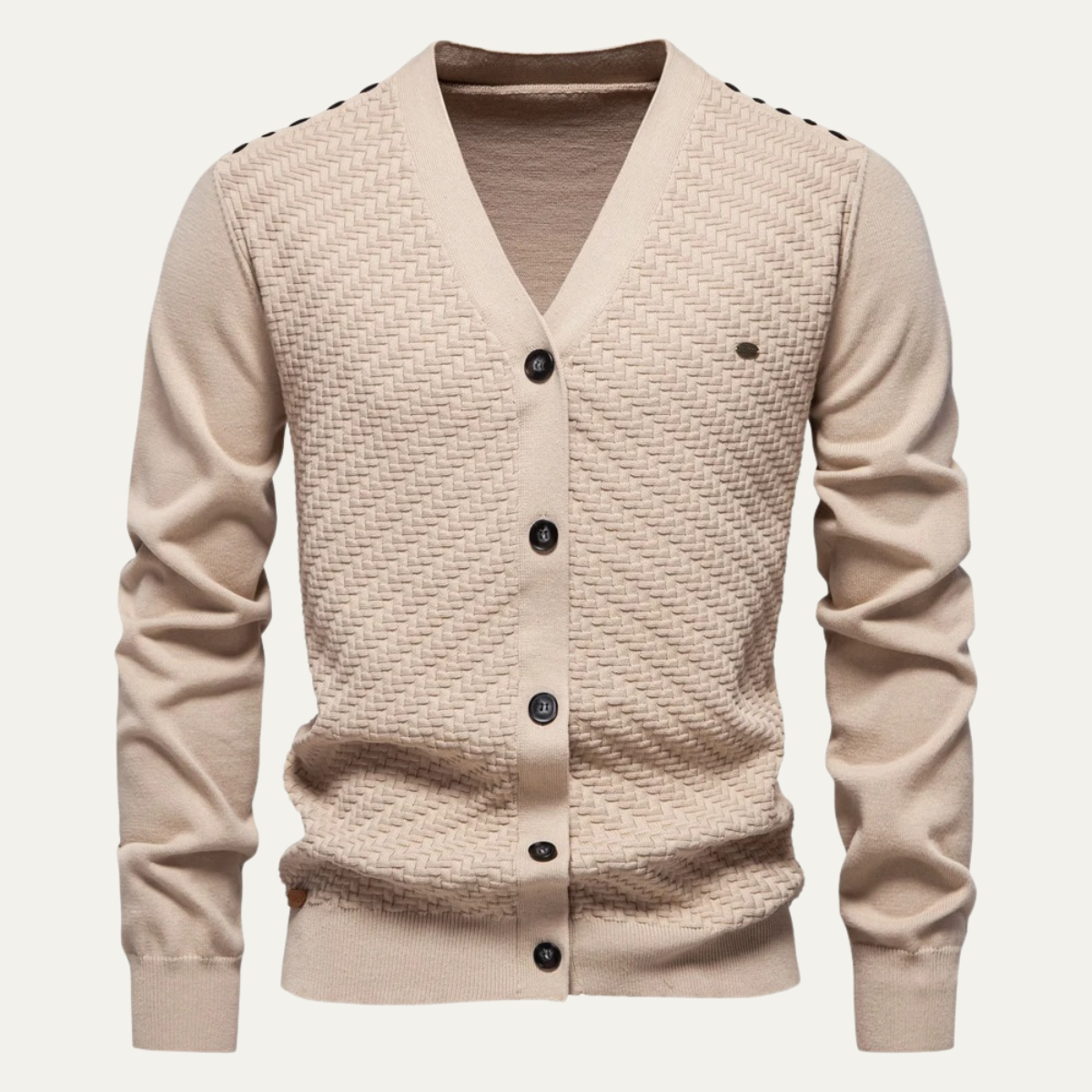 Men’s Basketweave Knit V Neck Button Cardigan