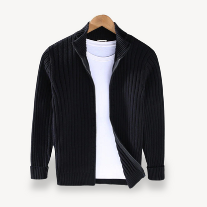 Striped Knit Zip Cardigan Men